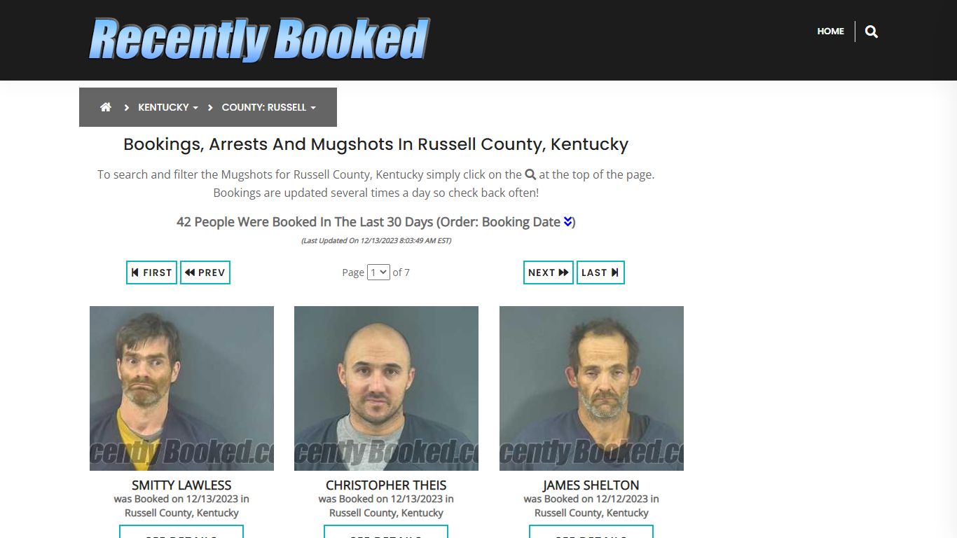 Bookings, Arrests and Mugshots in Russell County, Kentucky