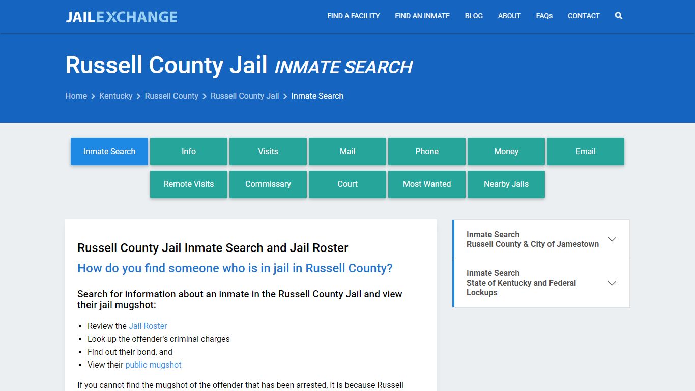 Inmate Search: Roster & Mugshots - Russell County Jail, KY